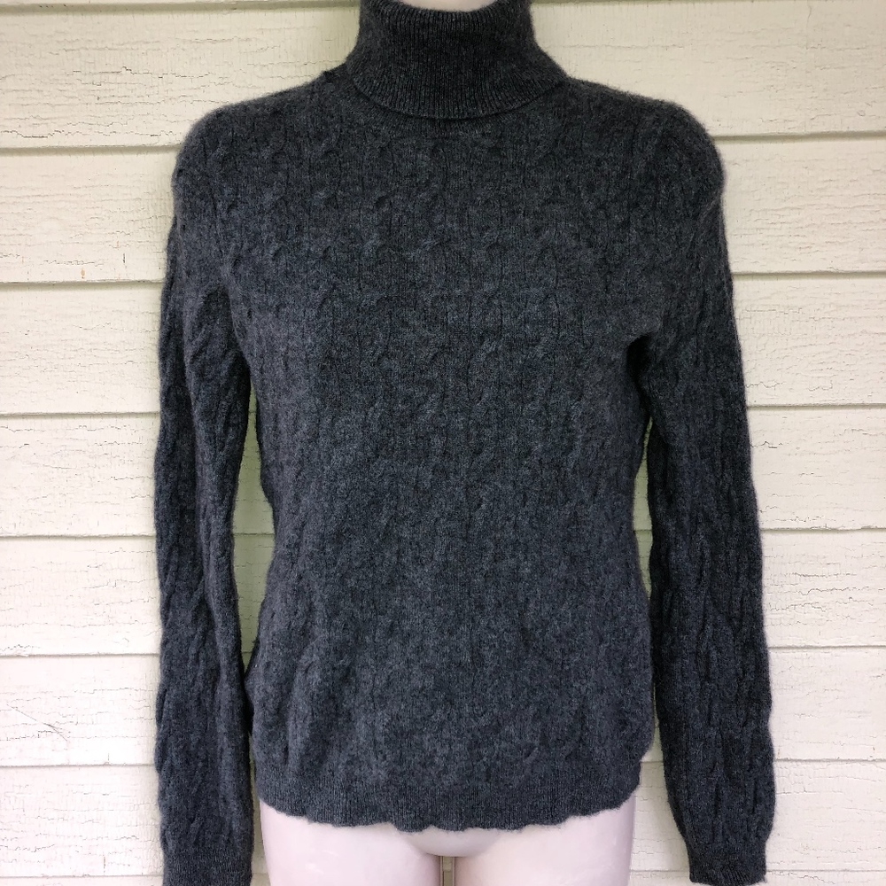 Talbots Dk Gray Cashmere Cable Knit Sweater View 3